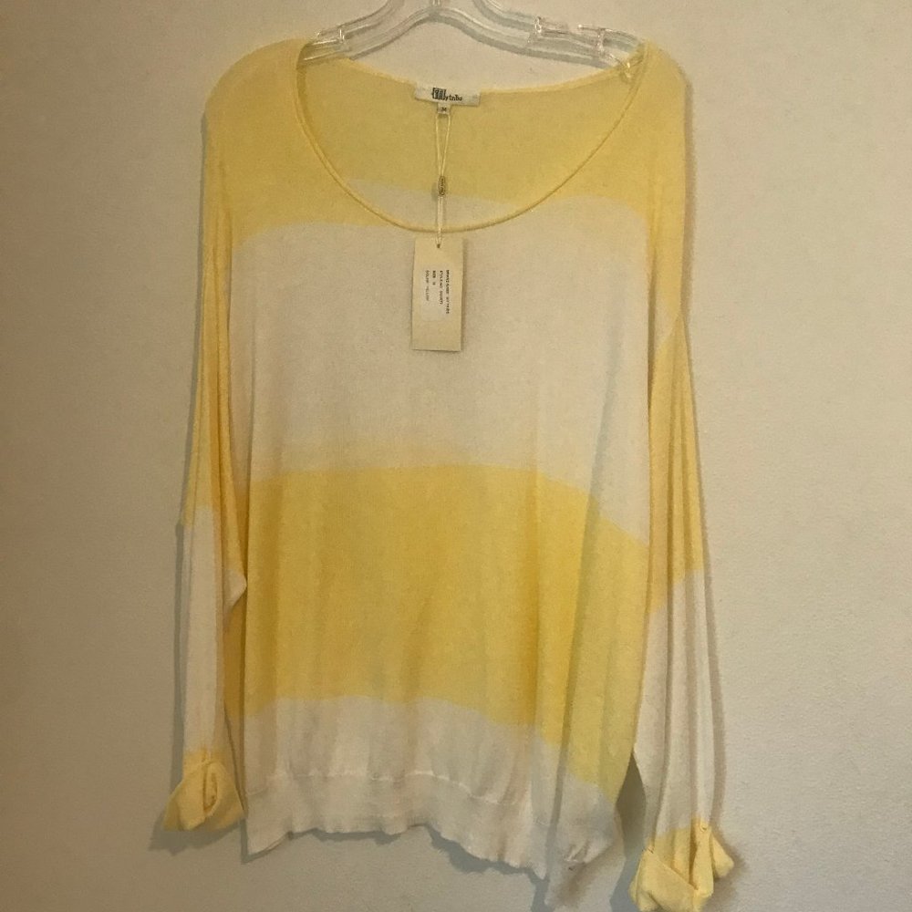 My Tribe Cropped Stripes Yellow Sweater NWT